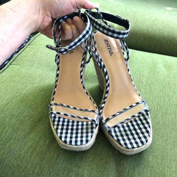 NWOT Just Fab "Looks to Thrill" Jute Wedge Sandal w/ Ankle strap 9M - Picture 1 of 12